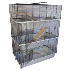 PETGARD Kleintierkäfig “Mäuse- und Hamsterkäfig CARLOS SKY”, Nagerkäfig mit 3 Etagen und 7 mm Verdrahtung